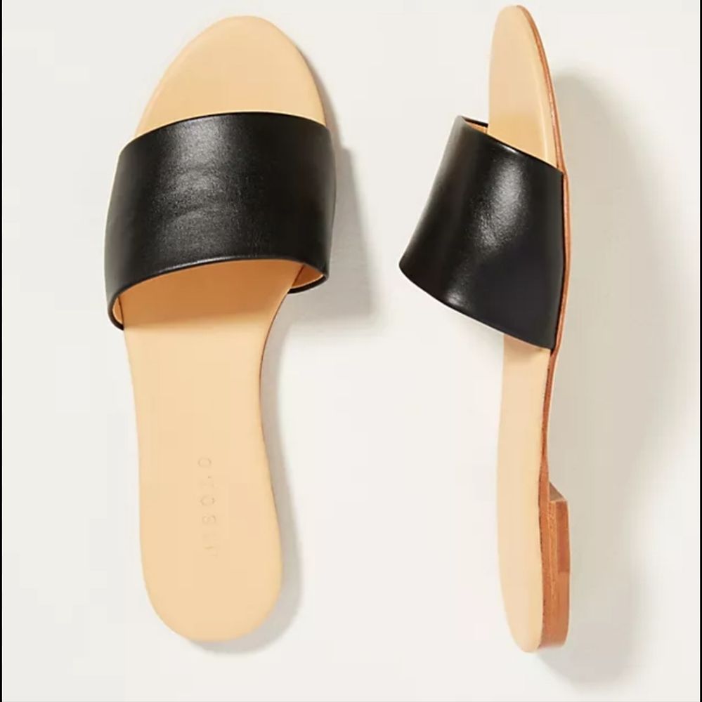 NEW Nisolo Black Isla Leather Slide Sandals